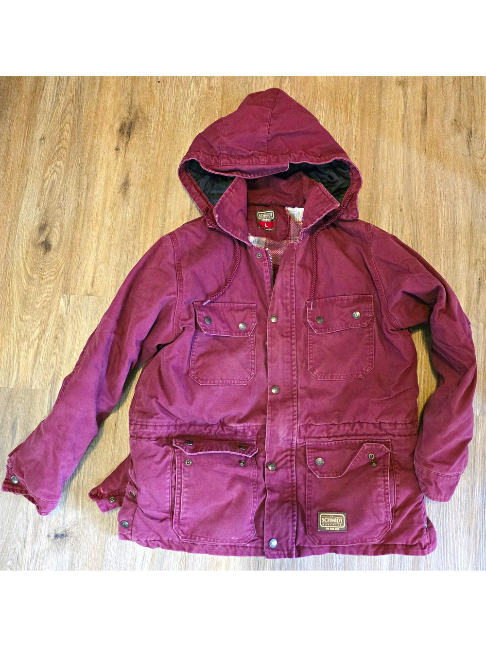 C.E. Schmidt Workwear Women's L 14-16 Burgundy Hooded Work Jacket